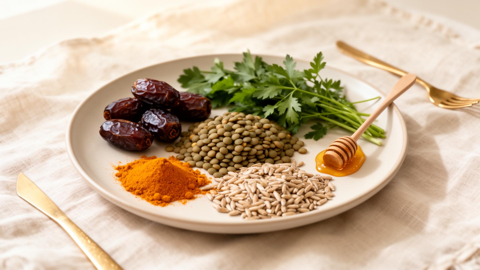 Wholesome home-cooked healing food on a soft linen table